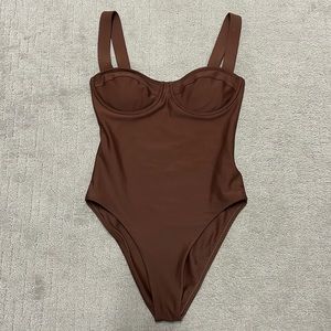 Elegant Brown Women's One Piece Swimsuit